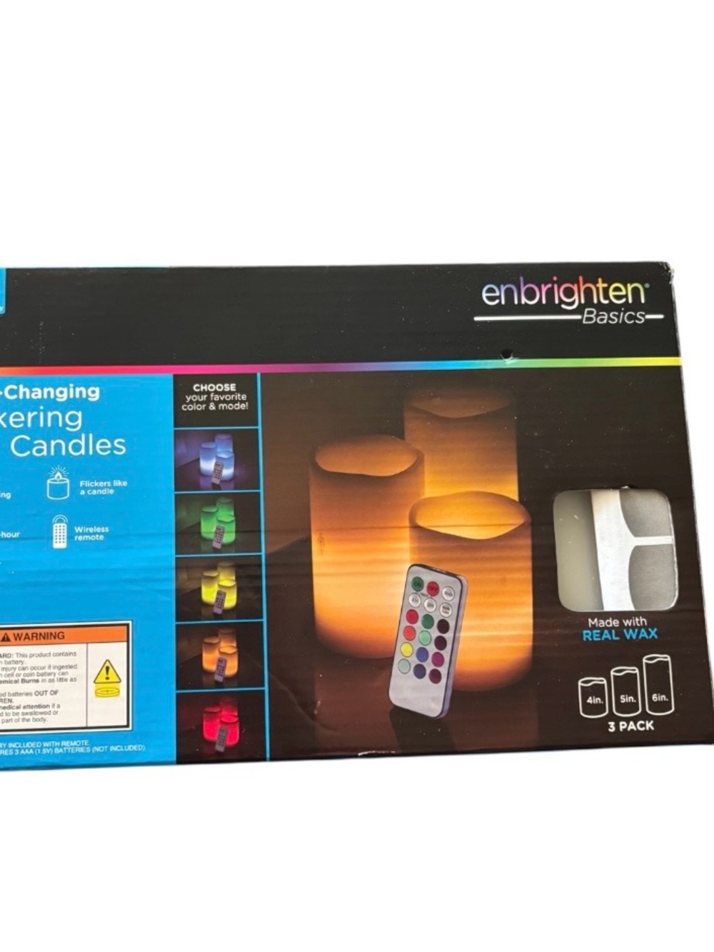 NWT Enbrighten Color-Changing Flickering Wax Candles with Remote.